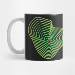 Curves in green on black. Mug